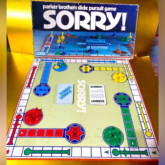 SORRY BOARD GAME VTG 1972 PARKER BROTHERS SLIDE PURSUIT GAME - Picture 1 of 14